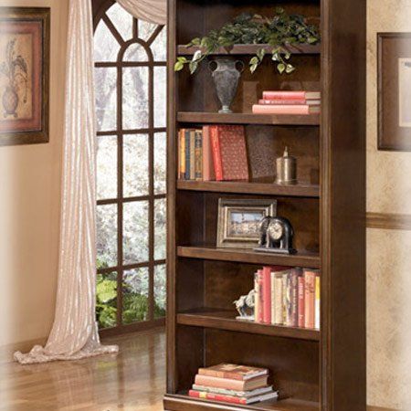 Signature Design by Ashley Hamlyn Traditional 75" Wooden Bookcase, Medium Brown
