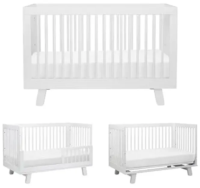Babyletto Hudson 3-in-1 Convertible Baby Crib with Toddler Bed & Daybed Conversion - Easy to Assemble - GREENGUARD Gold Certified w/ 4 Adjustable Mattress Heights - White
