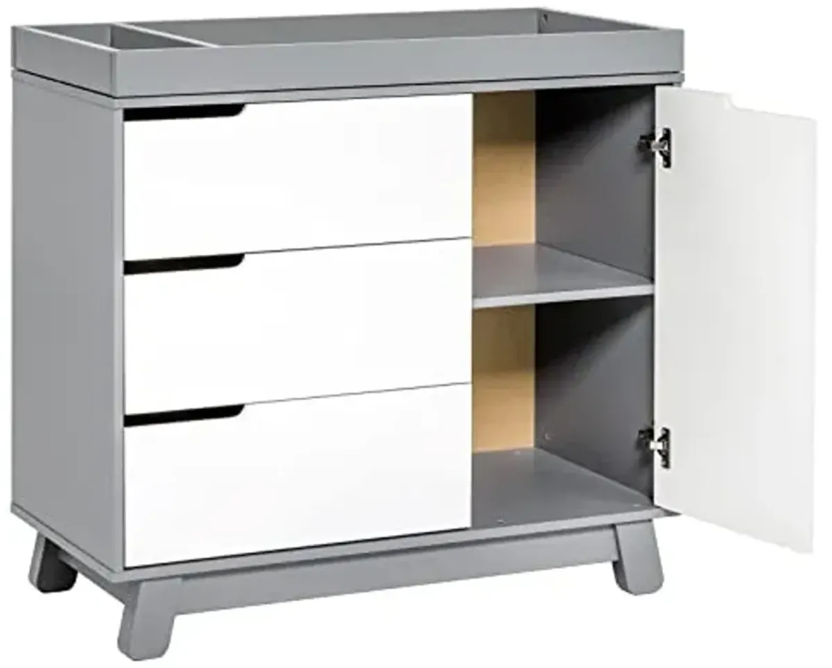 Babyletto Hudson 3-Drawer Changer Dresser with Removable Changing Tray in Grey and White, Greenguard Gold Certified