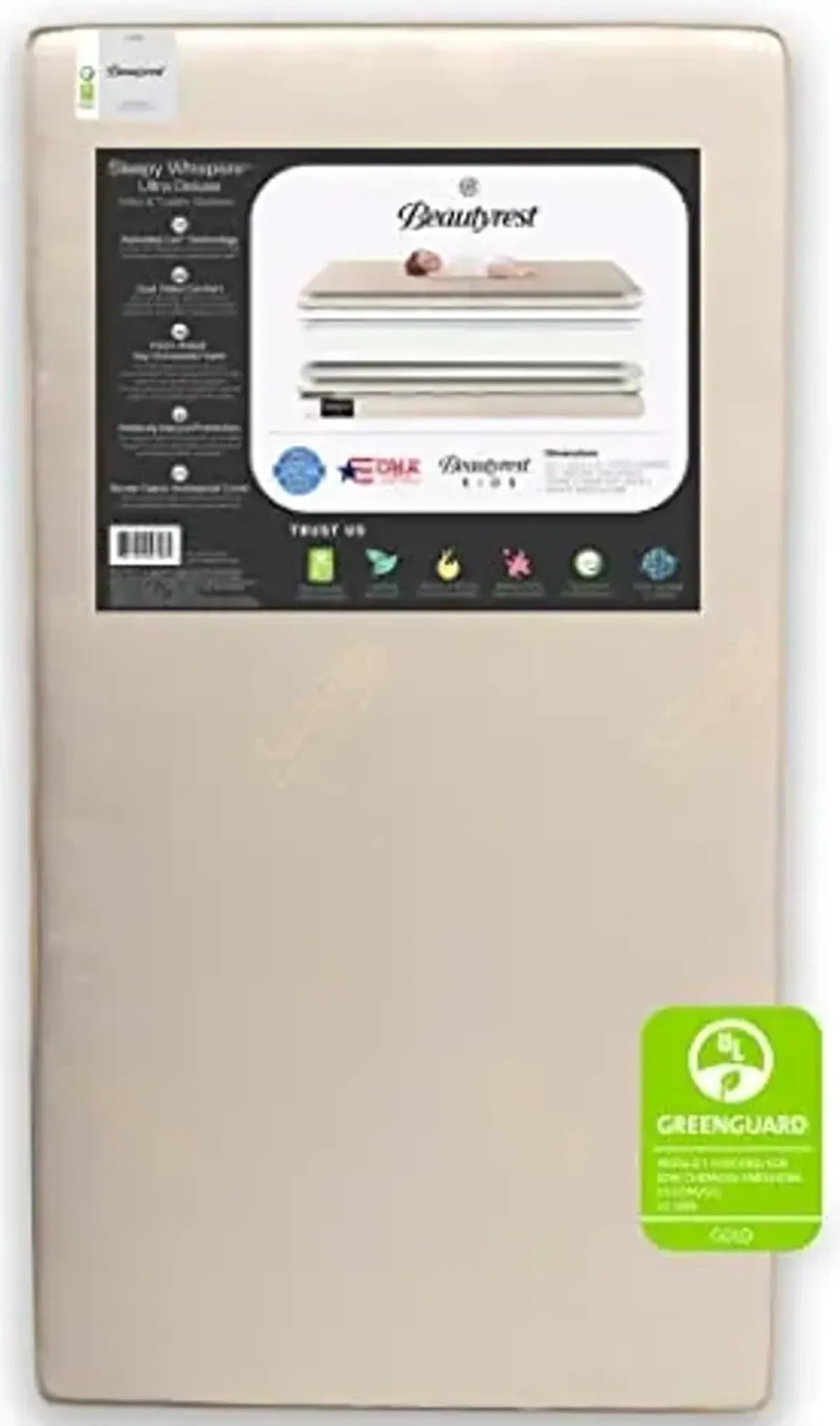 Beautyrest Beginnings Sleepy Whispers Ultra Deluxe 2-in-1 Innerspring Crib and Toddler Mattress | Waterproof | GREENGUARD Gold Certified (Natural/Non-Toxic)
