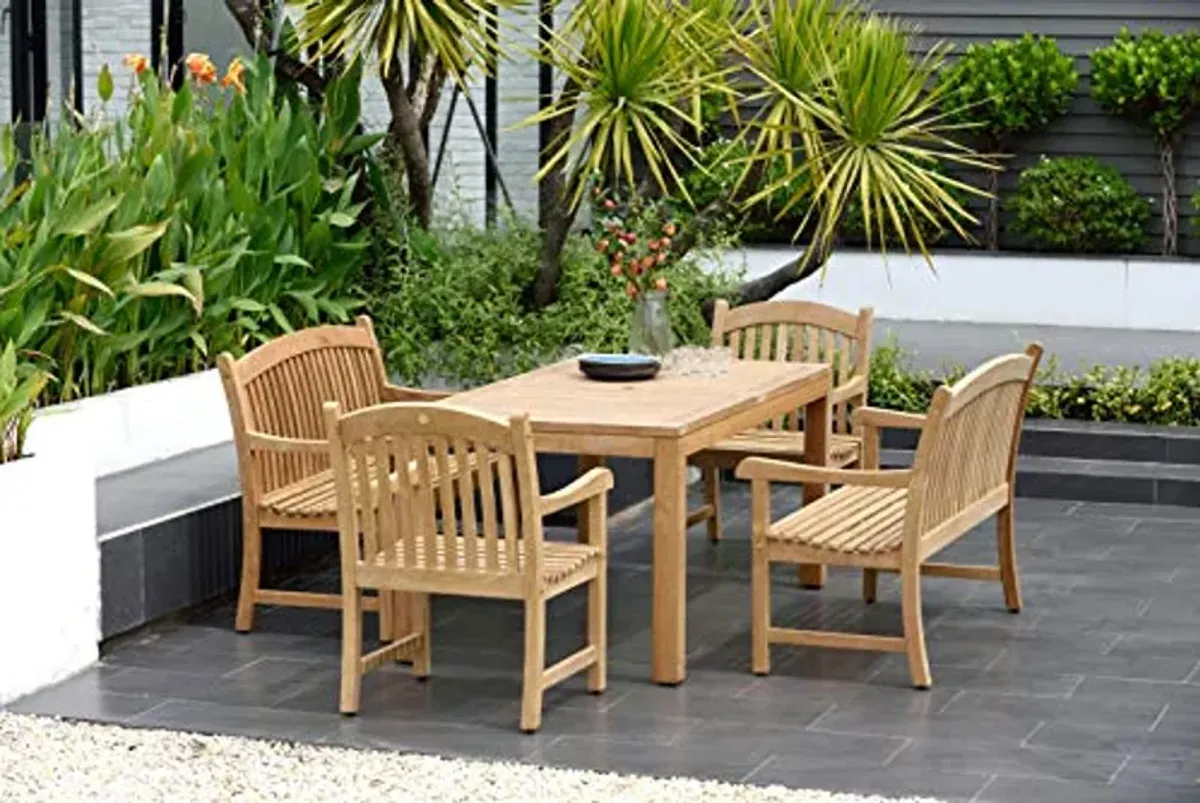 Amazonia Geneve 5-Piece Patio Rectangular Dining Table Set | Certified Teak | Ideal for Outdoors and Indoors