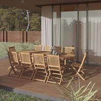 Amazonia Bergen 11-Piece Outdoor Oval Dining Set | Certified Teak | Ideal for Patio and Indoors, Light Brown