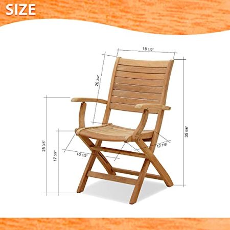 Amazonia Dublin 2-Piece Folding Armchairs | Certified Teak | Ideal for Outdoors and Indoors, with ARMS