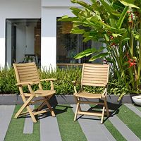 Amazonia Dublin 2-Piece Folding Armchairs | Certified Teak | Ideal for Outdoors and Indoors, with ARMS