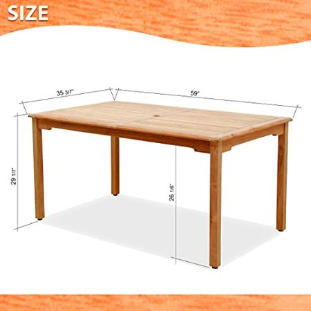 Amazonia Maliana 1-Piece Outdoor Dining Table | Certified Teak | Ideal for Patio and Indoors