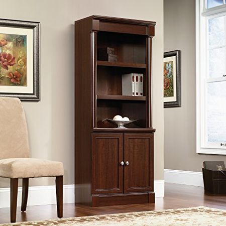 Sauder Palladia Library with Doors, Select Cherry finish