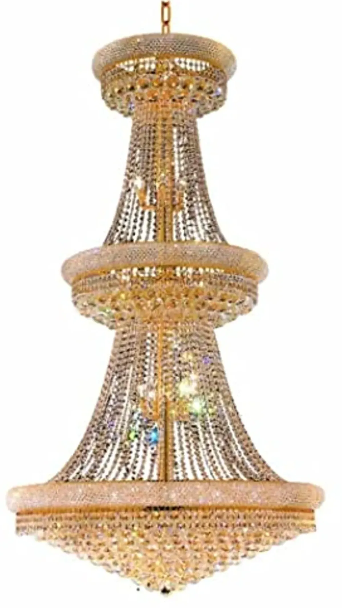 Elegant Lighting 1800 Primo Collection Large Chandelier 42" D x 72" H -38 Light,Gold Finish with Royal Cut Crystals