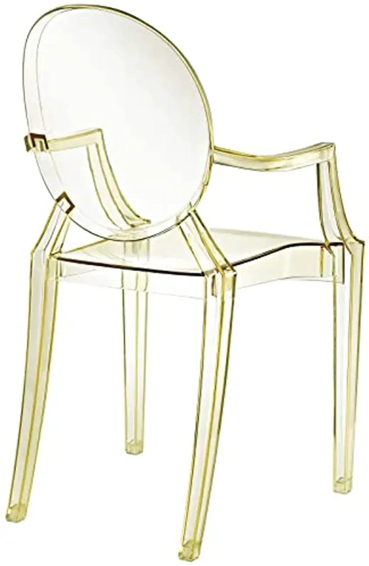 Modway Casper Modern Acrylic Stacking Kitchen and Dining Room Arm Chair in Yellow - Fully Assembled