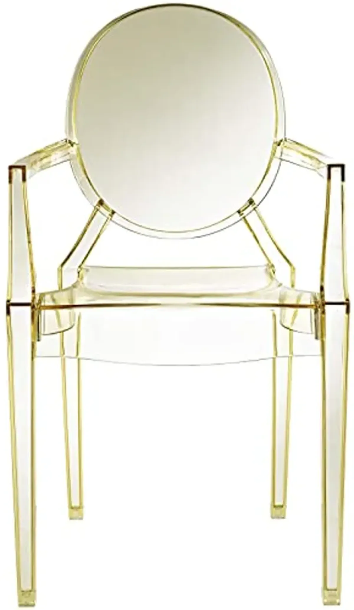 Modway Casper Modern Acrylic Stacking Kitchen and Dining Room Arm Chair in Yellow - Fully Assembled