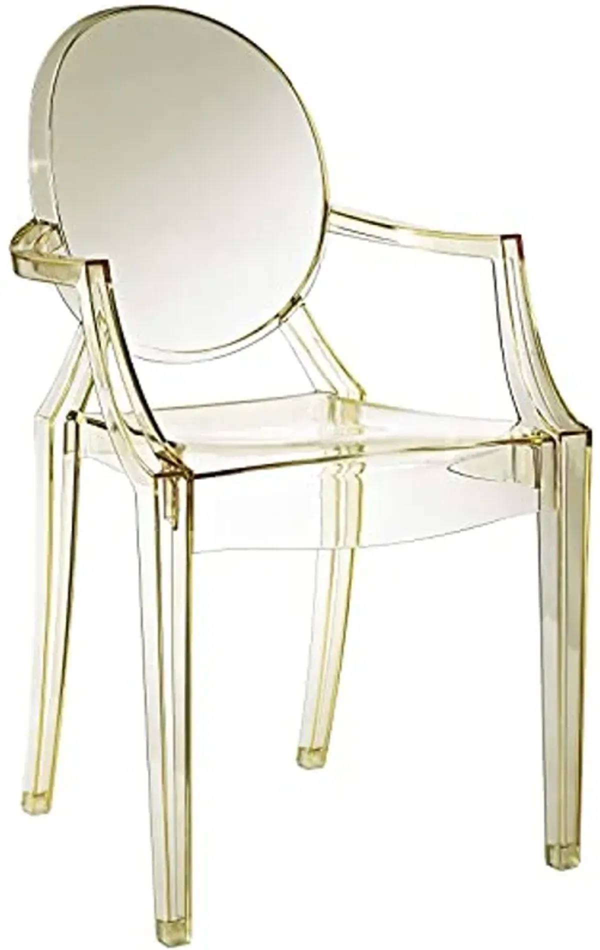 Modway Casper Modern Acrylic Stacking Kitchen and Dining Room Arm Chair in Yellow - Fully Assembled