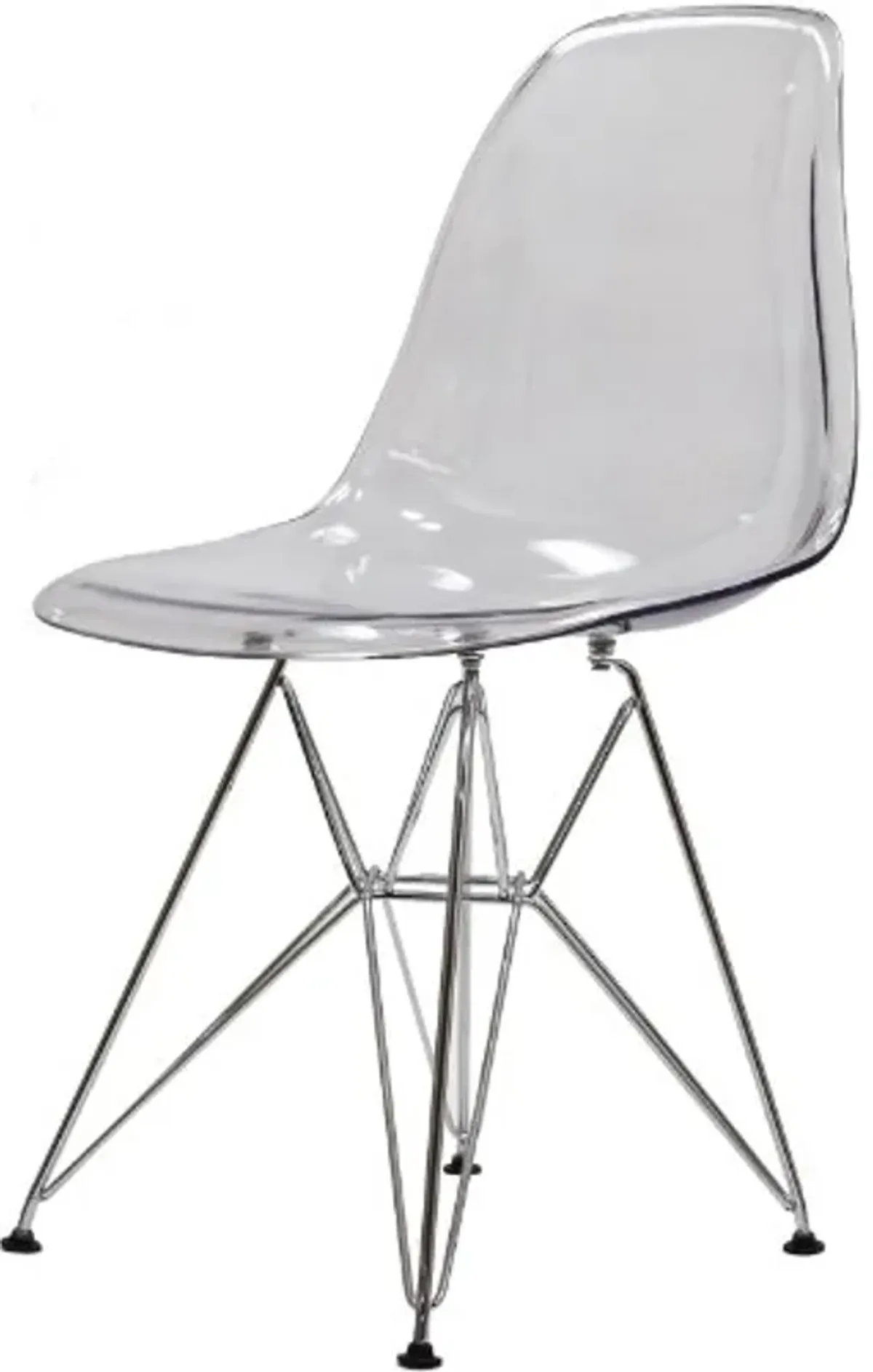 Modway Paris Mid-Century Modern Molded Plastic Steel Metal Base in Clear, One Dining Chair