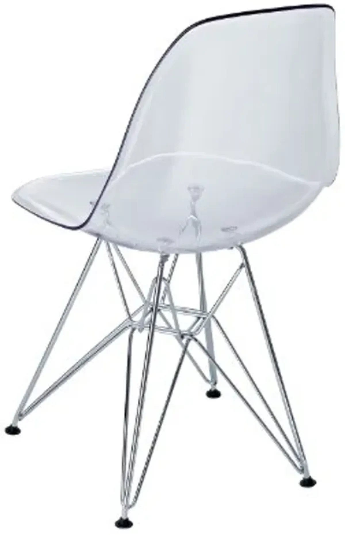 Modway Paris Mid-Century Modern Molded Plastic Steel Metal Base in Clear, One Dining Chair