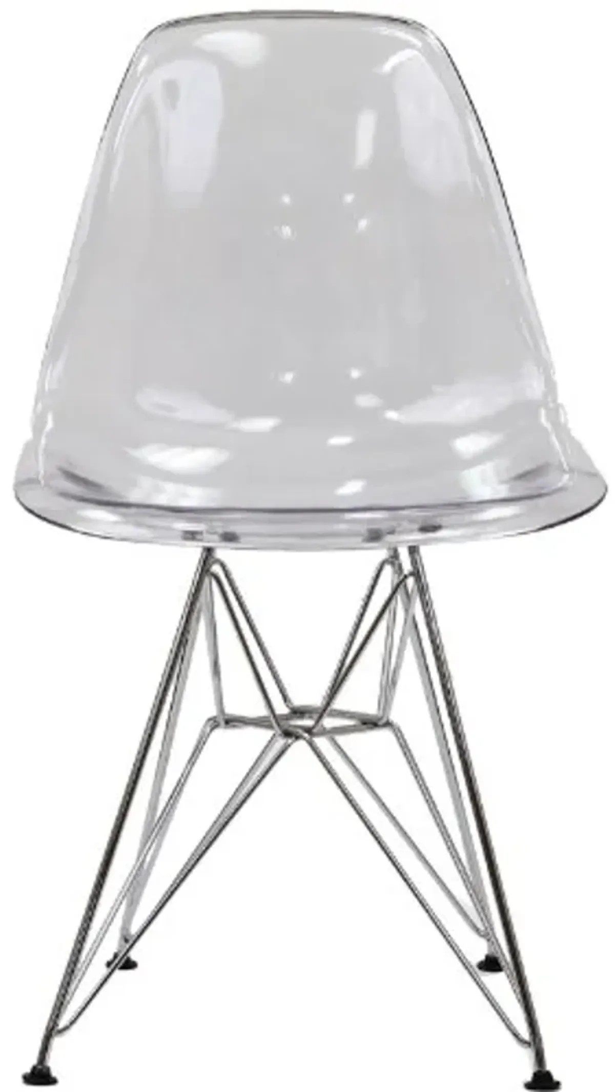 Modway Paris Mid-Century Modern Molded Plastic Steel Metal Base in Clear, One Dining Chair