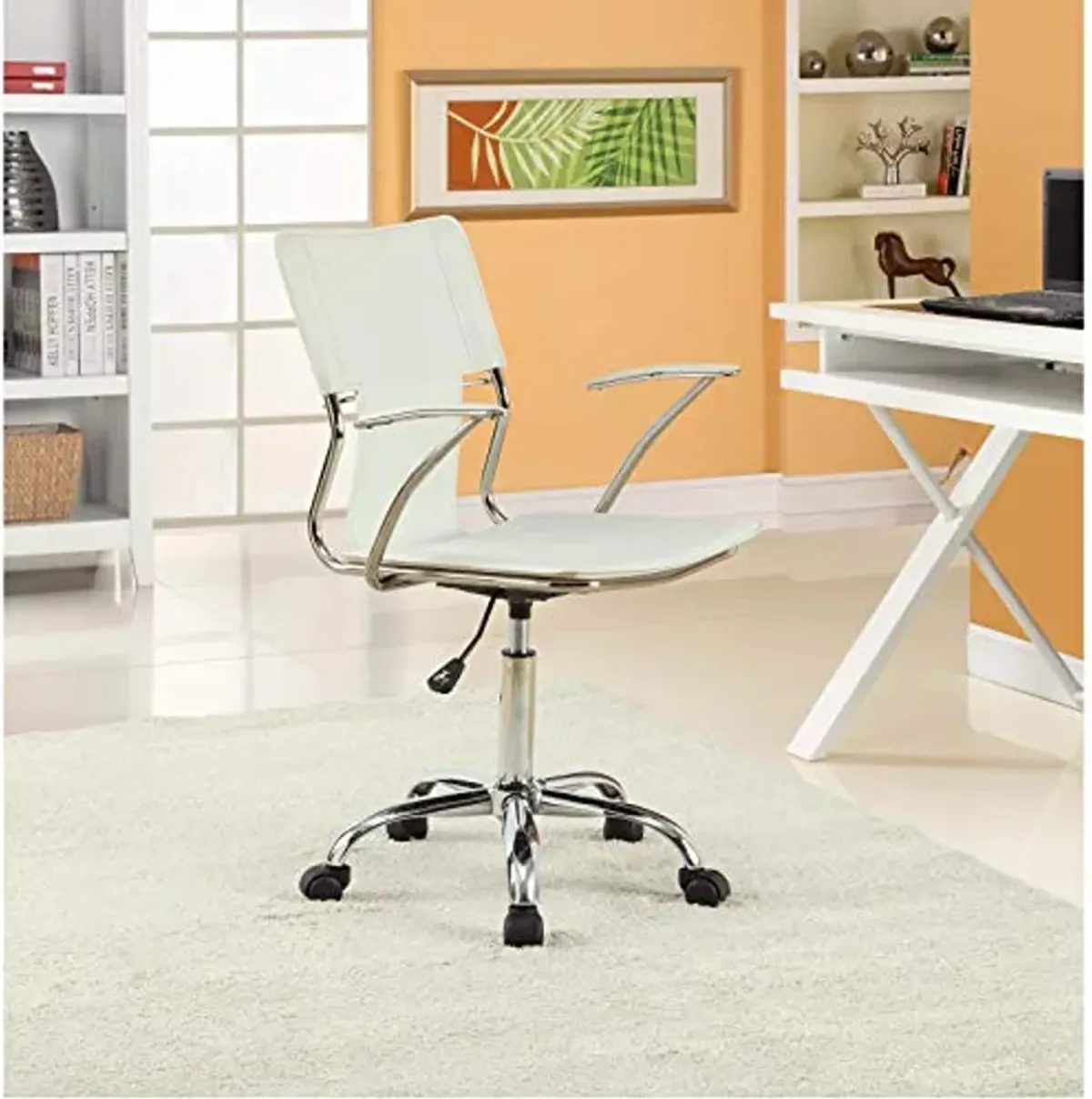 Modway Studio Faux Leather Swivel Task Office Chair in White