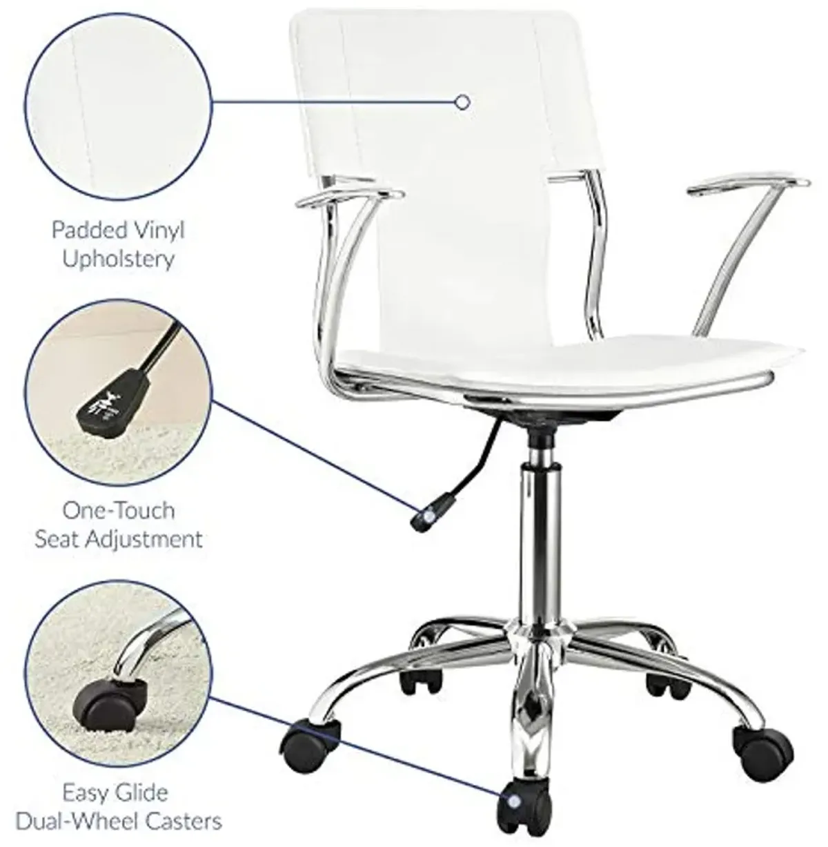 Modway Studio Faux Leather Swivel Task Office Chair in White