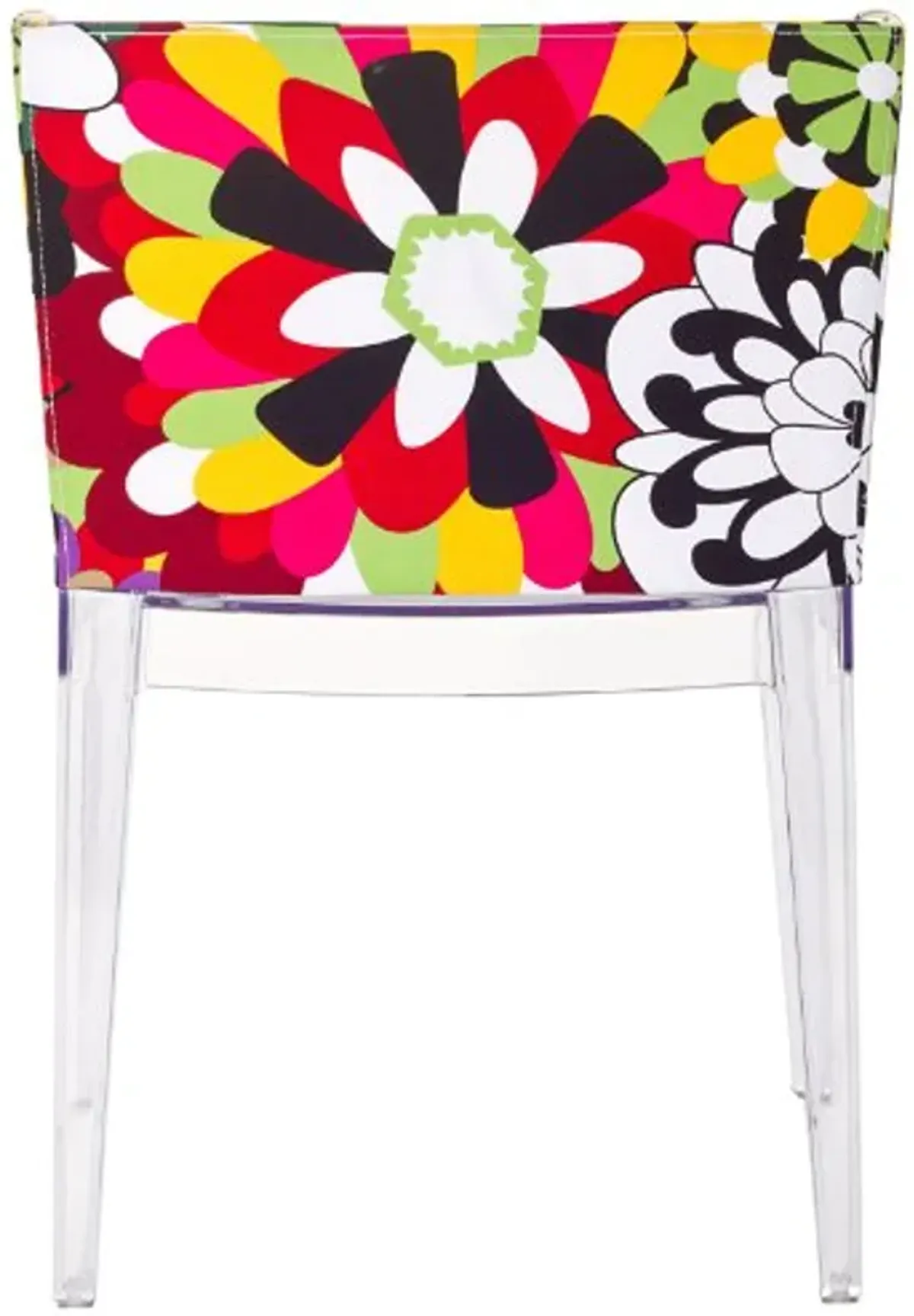 Modway Flower Vintage Modern Acrylic Upholstered Fabric Kitchen and Dining Room Chair in Clear