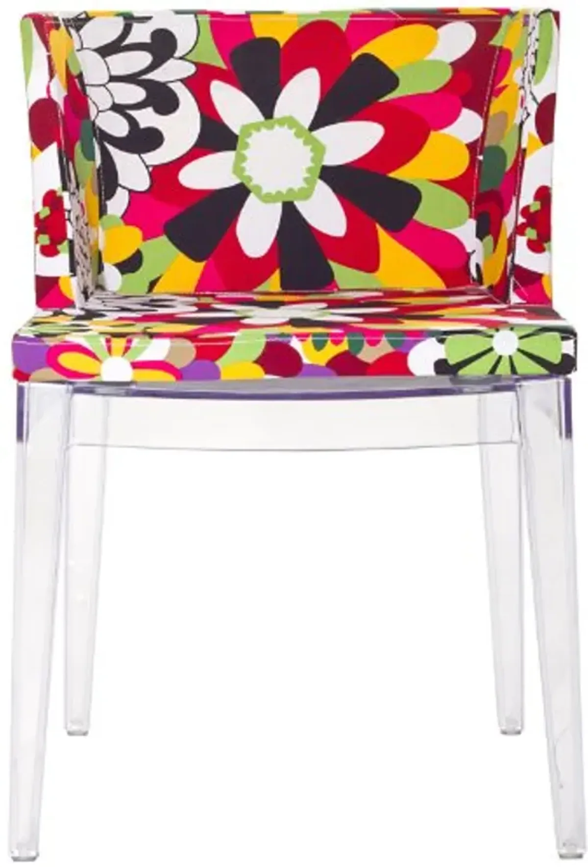 Modway Flower Vintage Modern Acrylic Upholstered Fabric Kitchen and Dining Room Chair in Clear