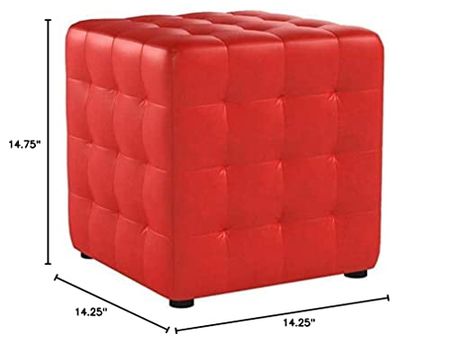 Baxton Studio Siskal Modern Cube Ottoman, Red, Set of 2
