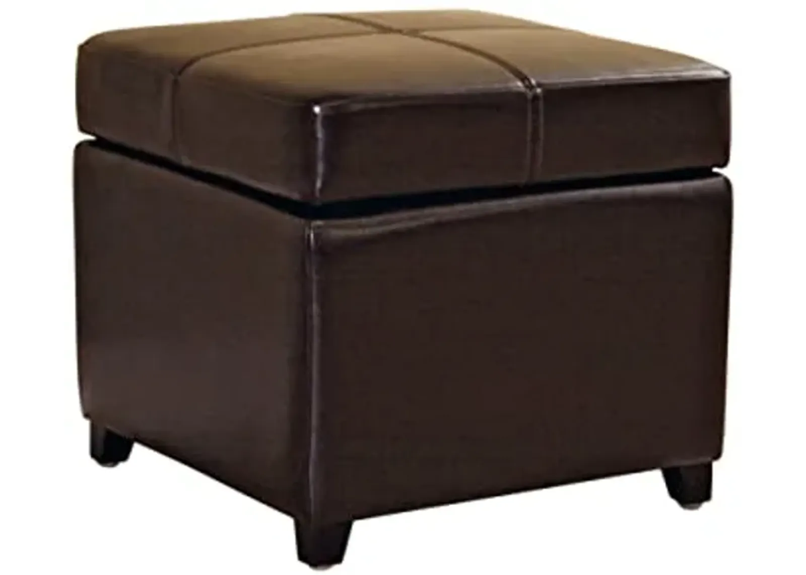 Baxton Studio Dark Brown Full Leather Storage Cube Ottoman