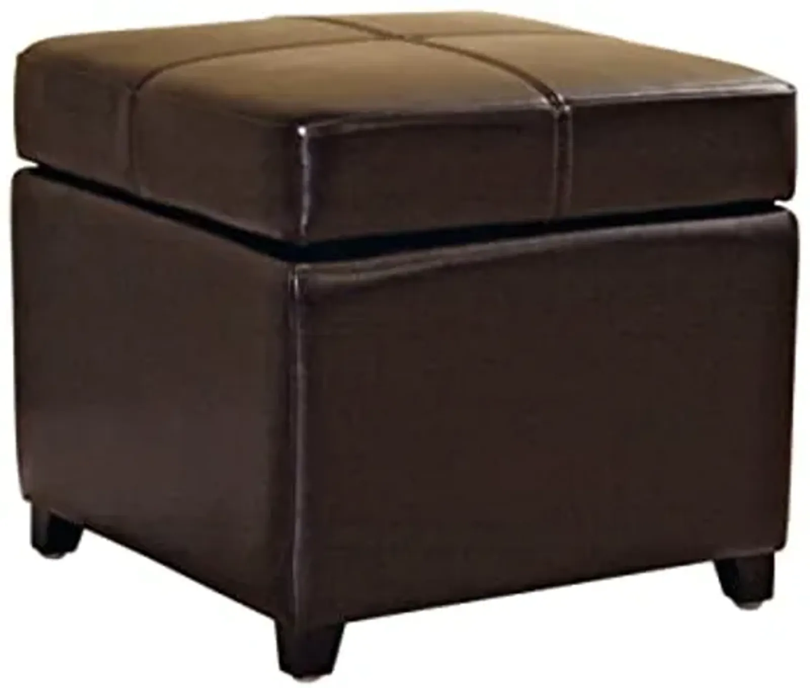 Baxton Studio Dark Brown Full Leather Storage Cube Ottoman