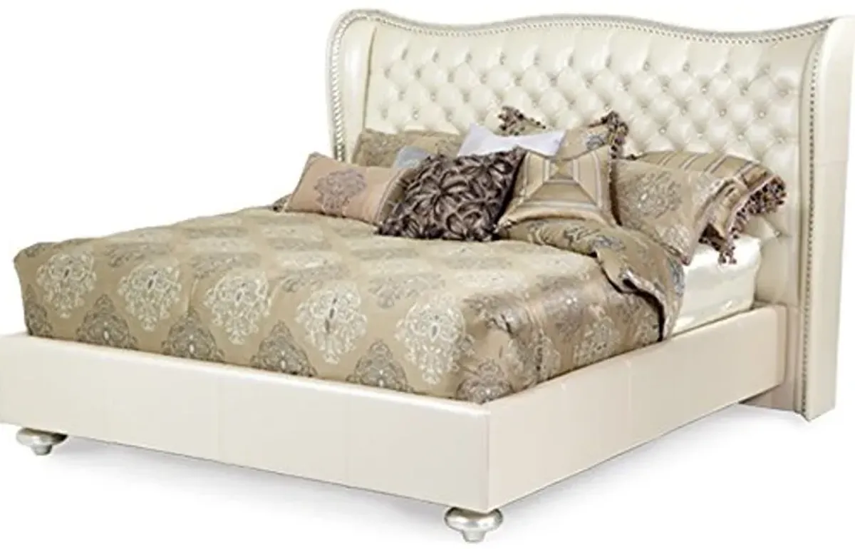 Hollywood Swank California King Pearl Leather Bed By Aico Amini