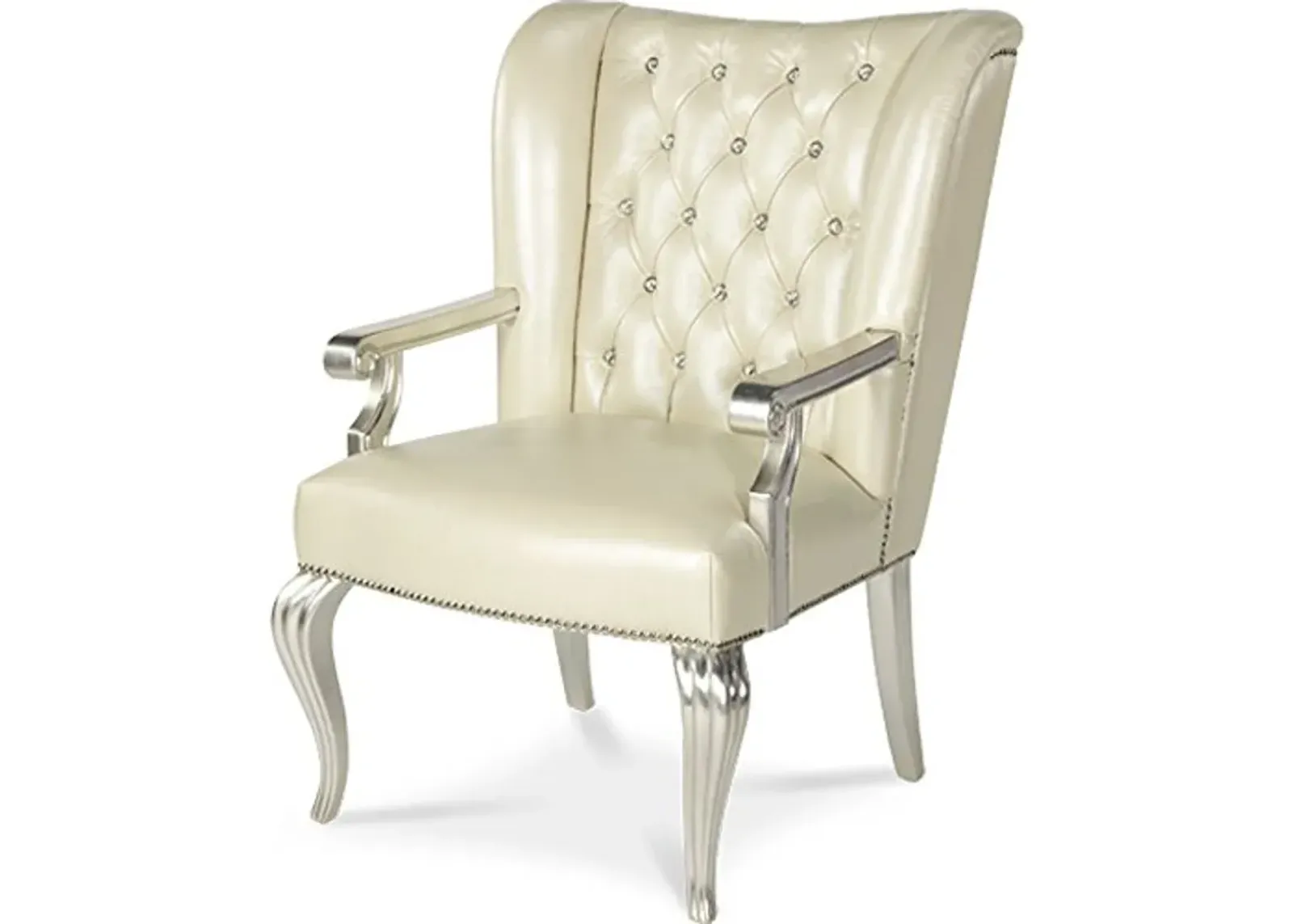 Hollywood Swank Leather Desk Chair ub Creamy Pearl By Aico Amini