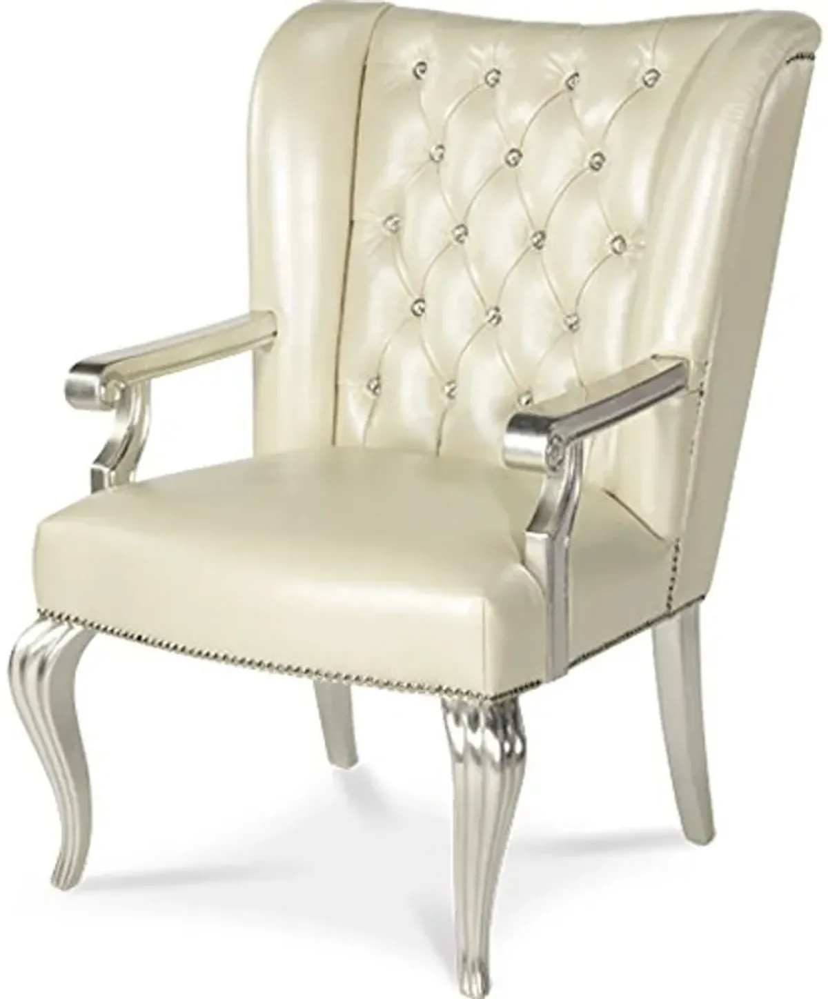 Hollywood Swank Leather Desk Chair ub Creamy Pearl By Aico Amini