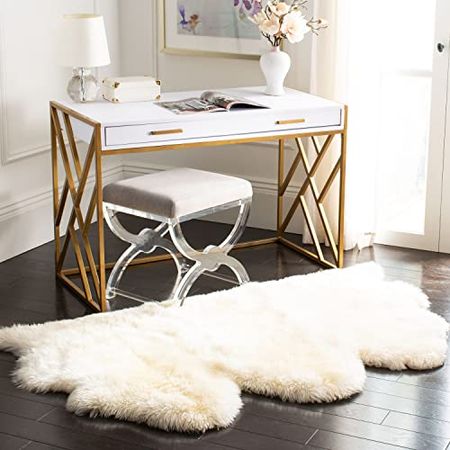 SAFAVIEH Sheep Skin Collection 3' x 5' White SHS121A Handmade Rustic Glam Genuine Pelt 3.4-inch Extra Thick Area Rug
