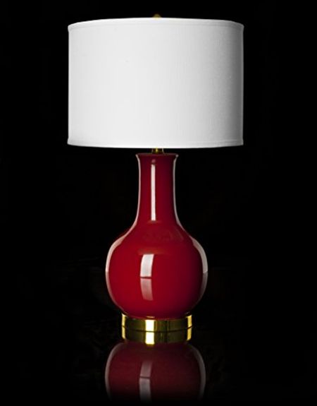 SAFAVIEH Lighting Collection Paris Modern Red Ceramic 28-inch Bedroom Living Room Home Office Desk Nightstand Table Lamp (LED Bulb Included)