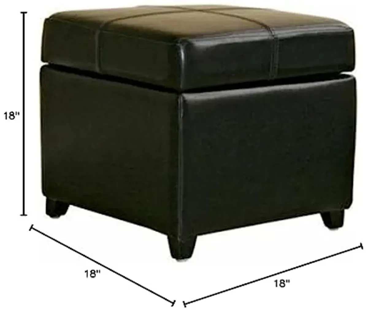 Baxton Studio Black Full Leather Storage Cube Ottoman