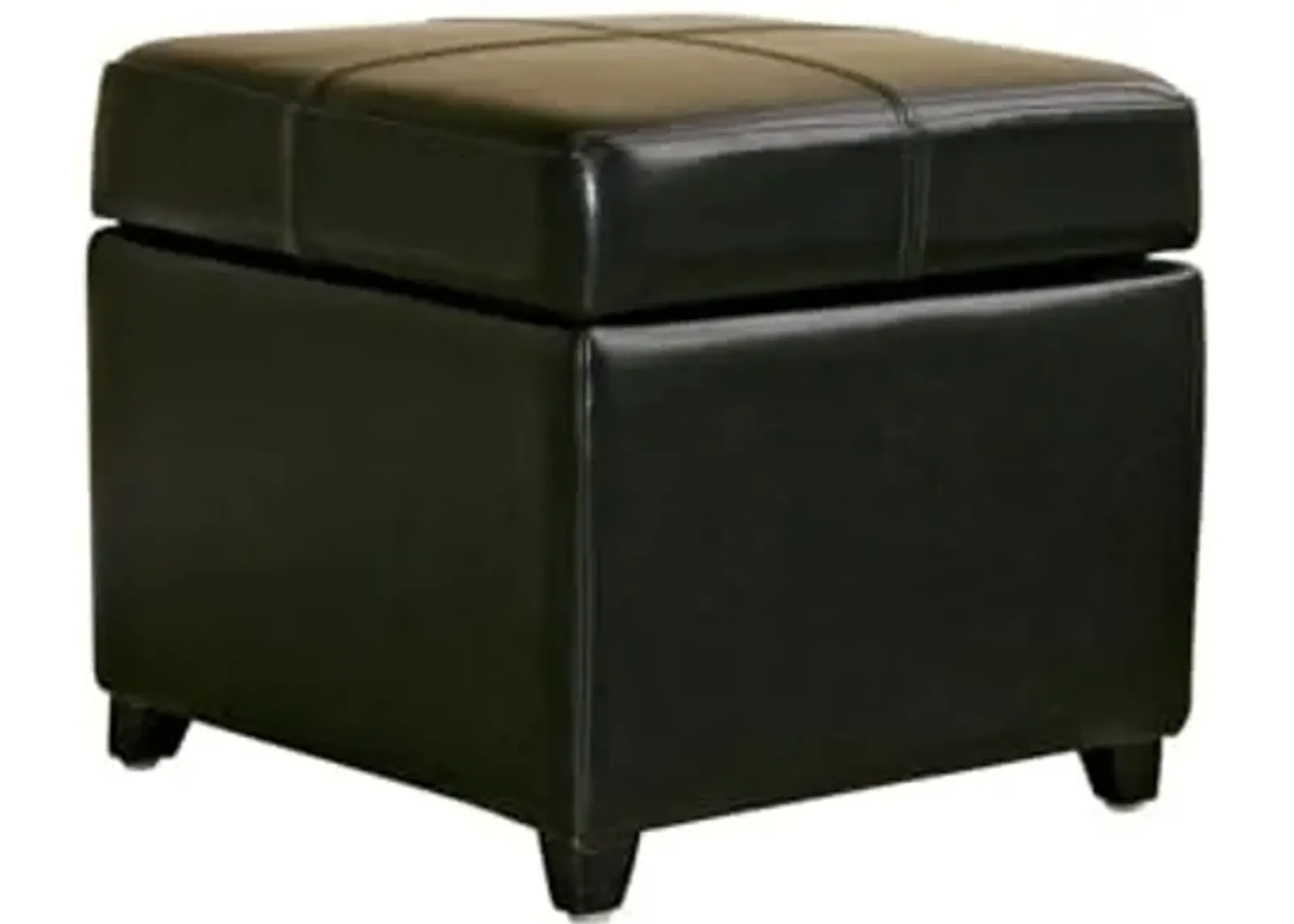 Baxton Studio Black Full Leather Storage Cube Ottoman