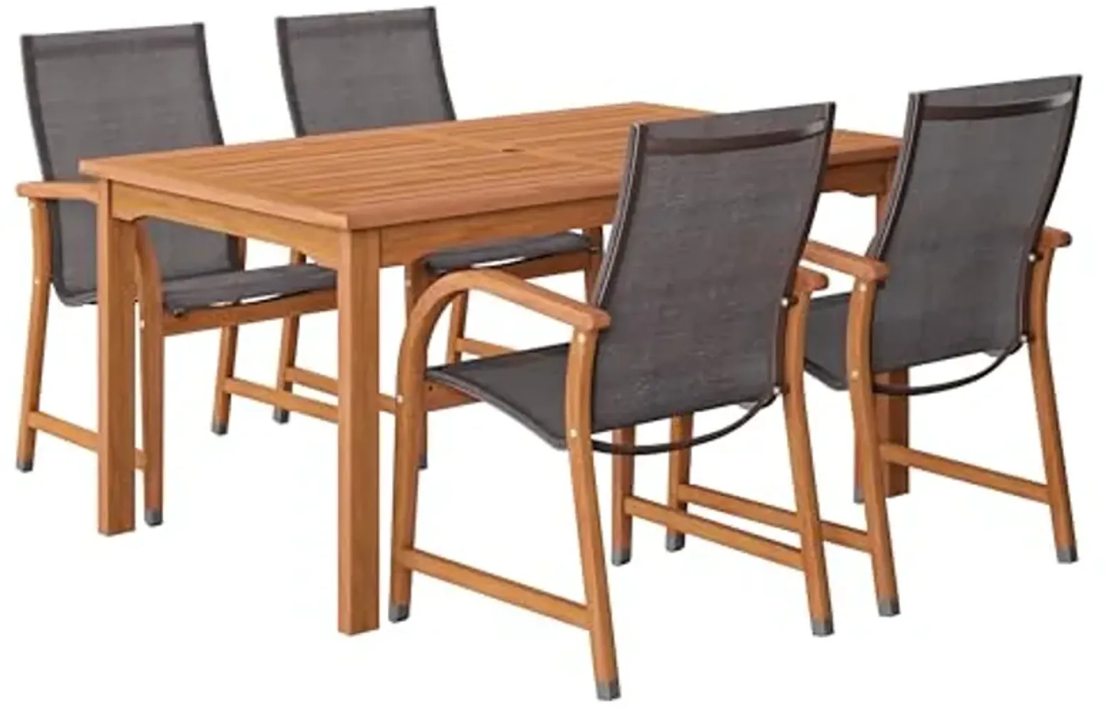 Amazonia Bahamas 5-Piece Eucalyptus Rectangular Dining Set , Black