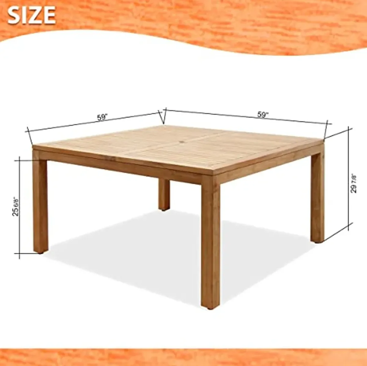 Amazonia Teak Victoria 9-Piece Teak Square Dining Set, Light Brown (Rinjani SQ_8Ninia)