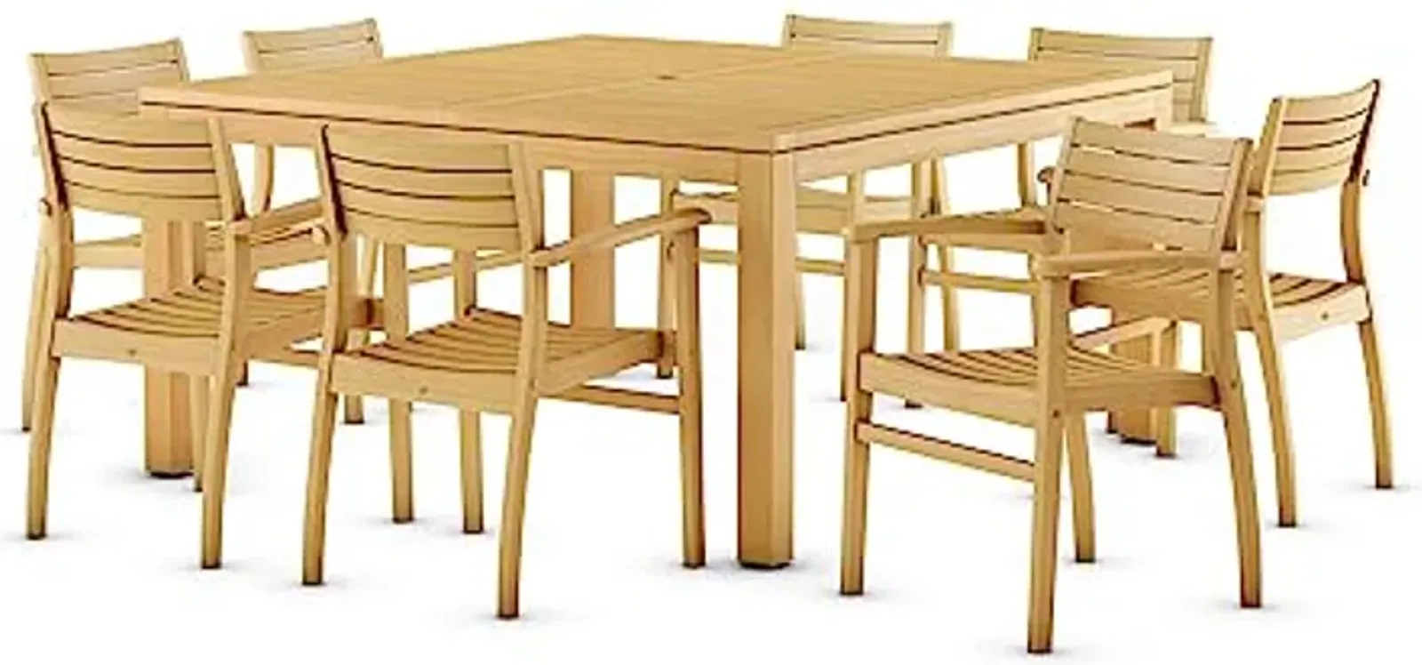 Amazonia Teak Victoria 9-Piece Teak Square Dining Set, Light Brown (Rinjani SQ_8Ninia)