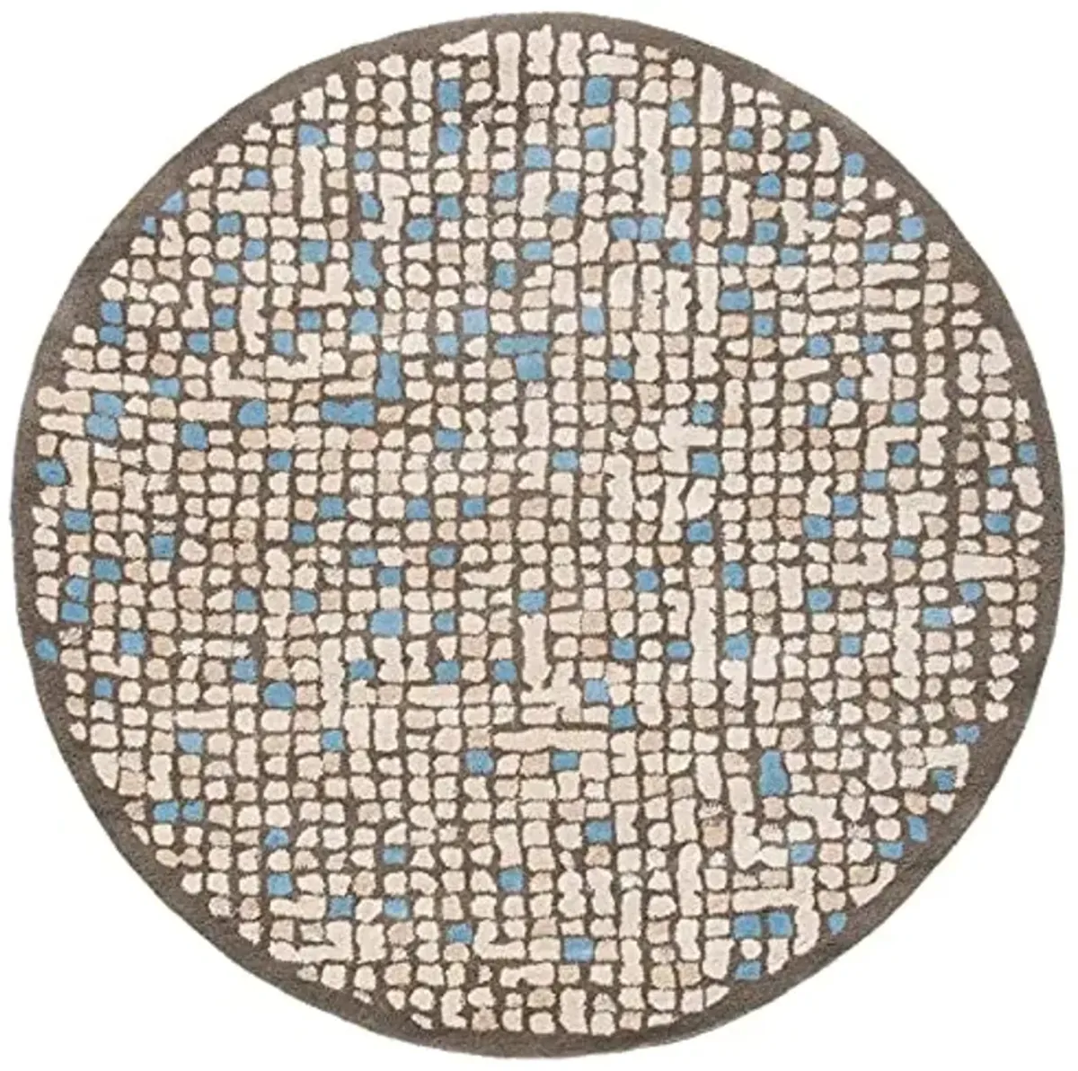 Martha Stewart x SAFAVIEH Area Rug Collection - 6' Round, Hickory & Beige, Handmade Wool & Viscose, Ideal for Living Room, Bedroom, Office, Dining Space (MSR3623C)