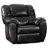 Signature Design by Ashley Dylan Faux Leather Oversized Manual Rocker Recliner, Black