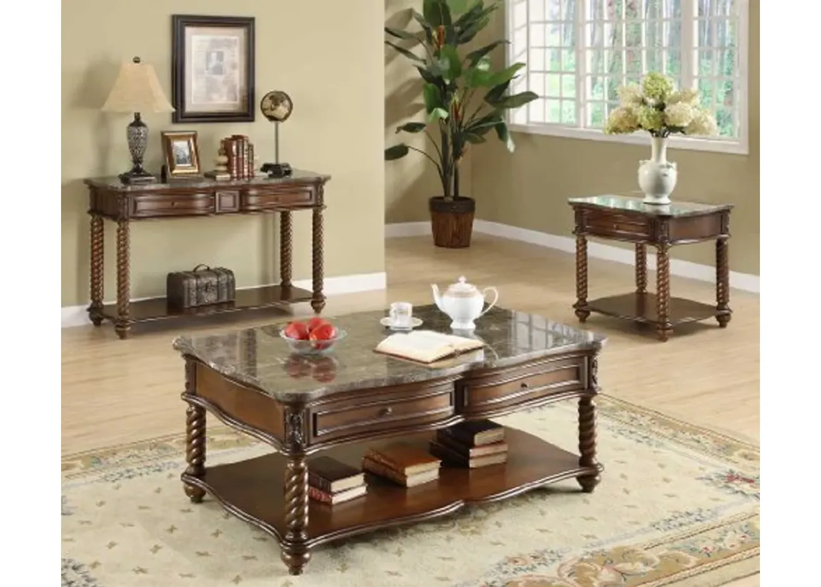 Homelegance Lockwood Occasional Table 3Pc Set - Brown Mahogany