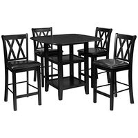 Homelegance Norman 5-Piece Counter Height Dining Set with Two Display Shelves, Black