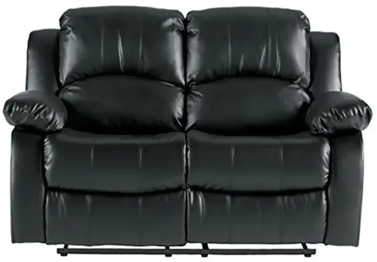 Homelegance Resonance 60" Bonded Leather Double Reclining Loveseat, Black