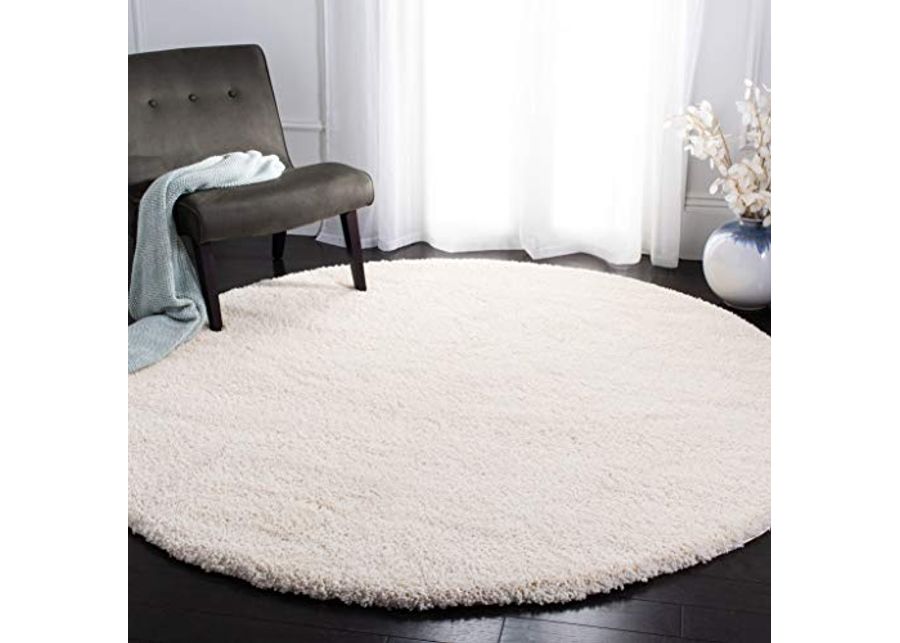 SAFAVIEH California Premium Shag Collection 8'6" Round Ivory SG151 Non-Shedding Living Room Bedroom Dining Room Entryway Plush 2-inch Thick Area Rug