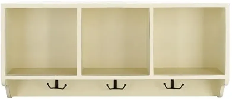 SAFAVIEH Home Collection – Alice White Wall Shelf with Cubbies & Hooks, Entryway Storage Organizer, Schoolhouse-Inspired Design (AMH6566A)