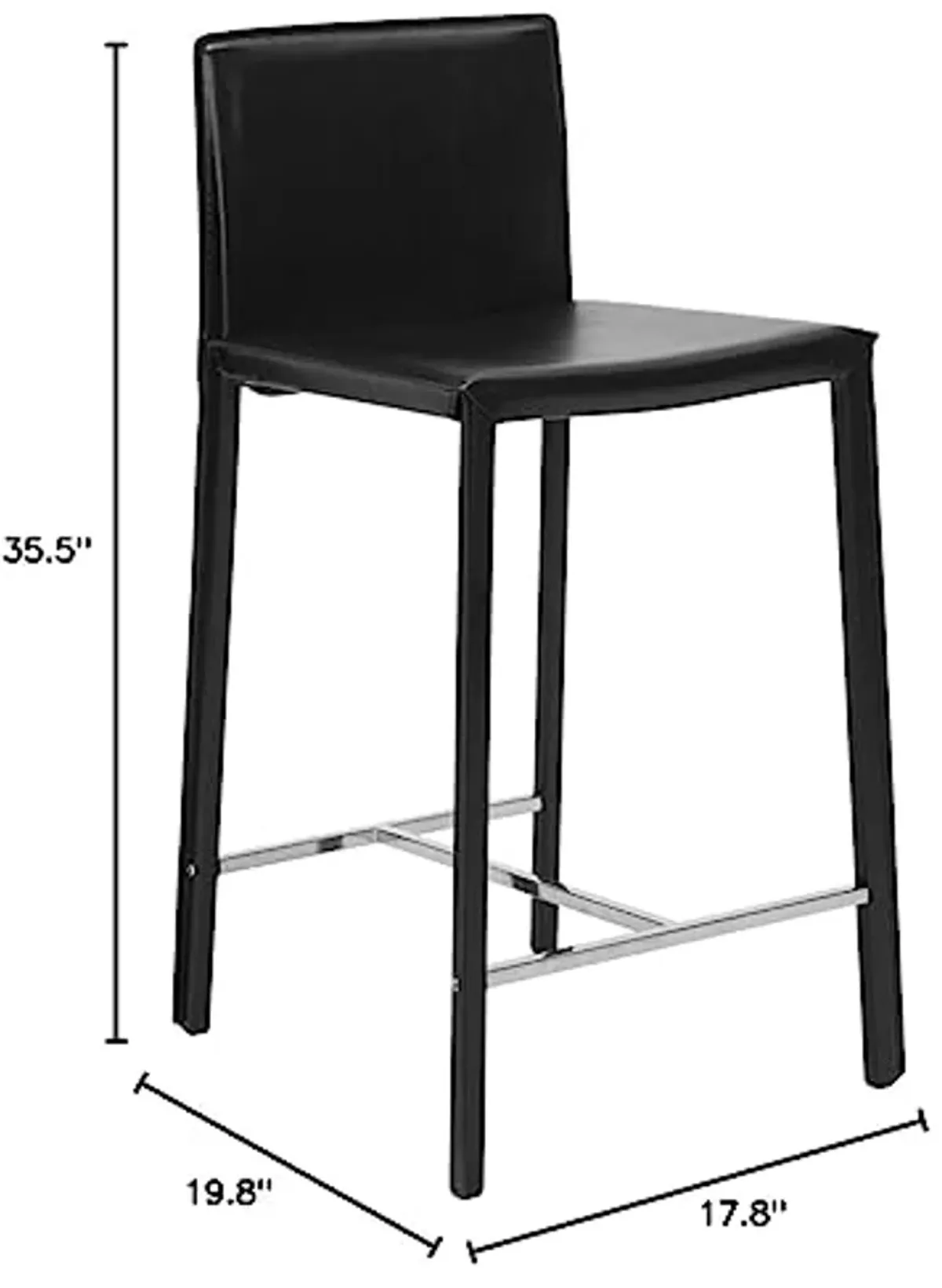 Safavieh Home Collection Jason Mid-Century Black Leather 24-inch Counter Stool (Set of 2)