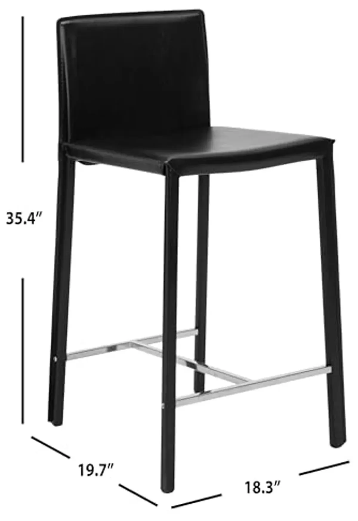 Safavieh Home Collection Jason Mid-Century Black Leather 24-inch Counter Stool (Set of 2)