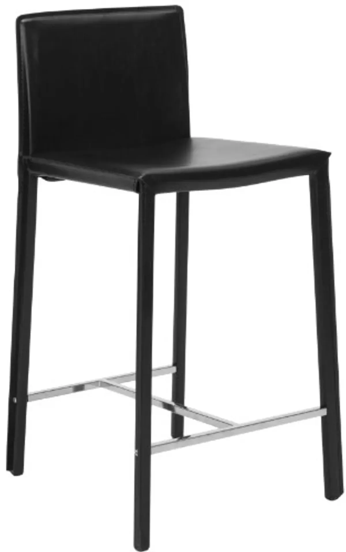 Safavieh Home Collection Jason Mid-Century Black Leather 24-inch Counter Stool (Set of 2)