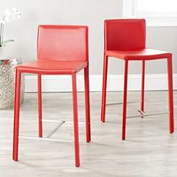 Safavieh Home Collection Jason Mid-Century Red Leather 24-inch Counter Stool (Set of 2)