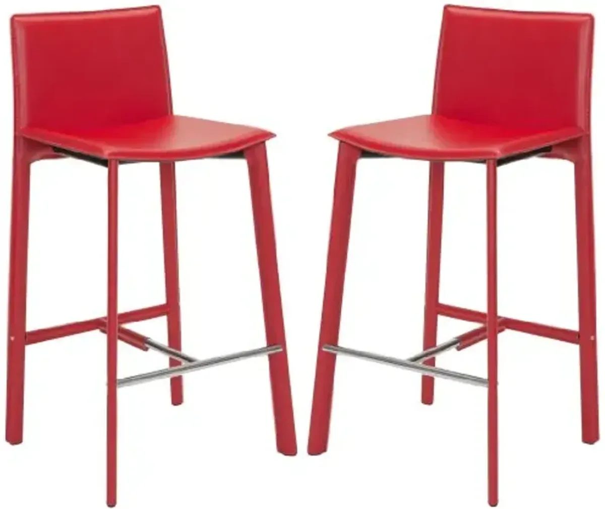 Safavieh Home Collection Janet Mid-Century Red Leather 30-inch Bar Stool (Set of 2)