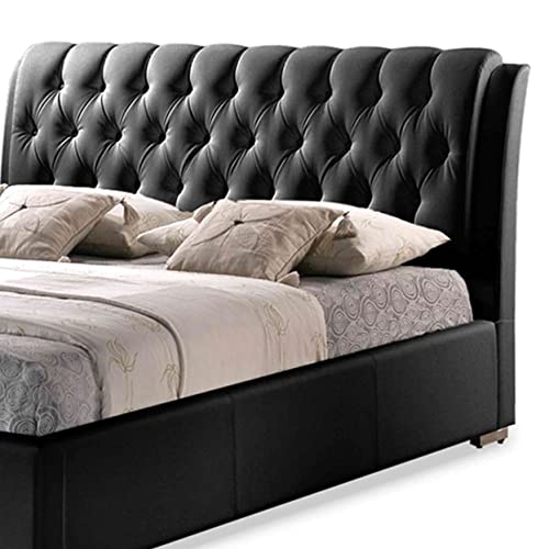 Baxton Studio Bianca Modern Bed with Tufted Headboard, Queen, Black