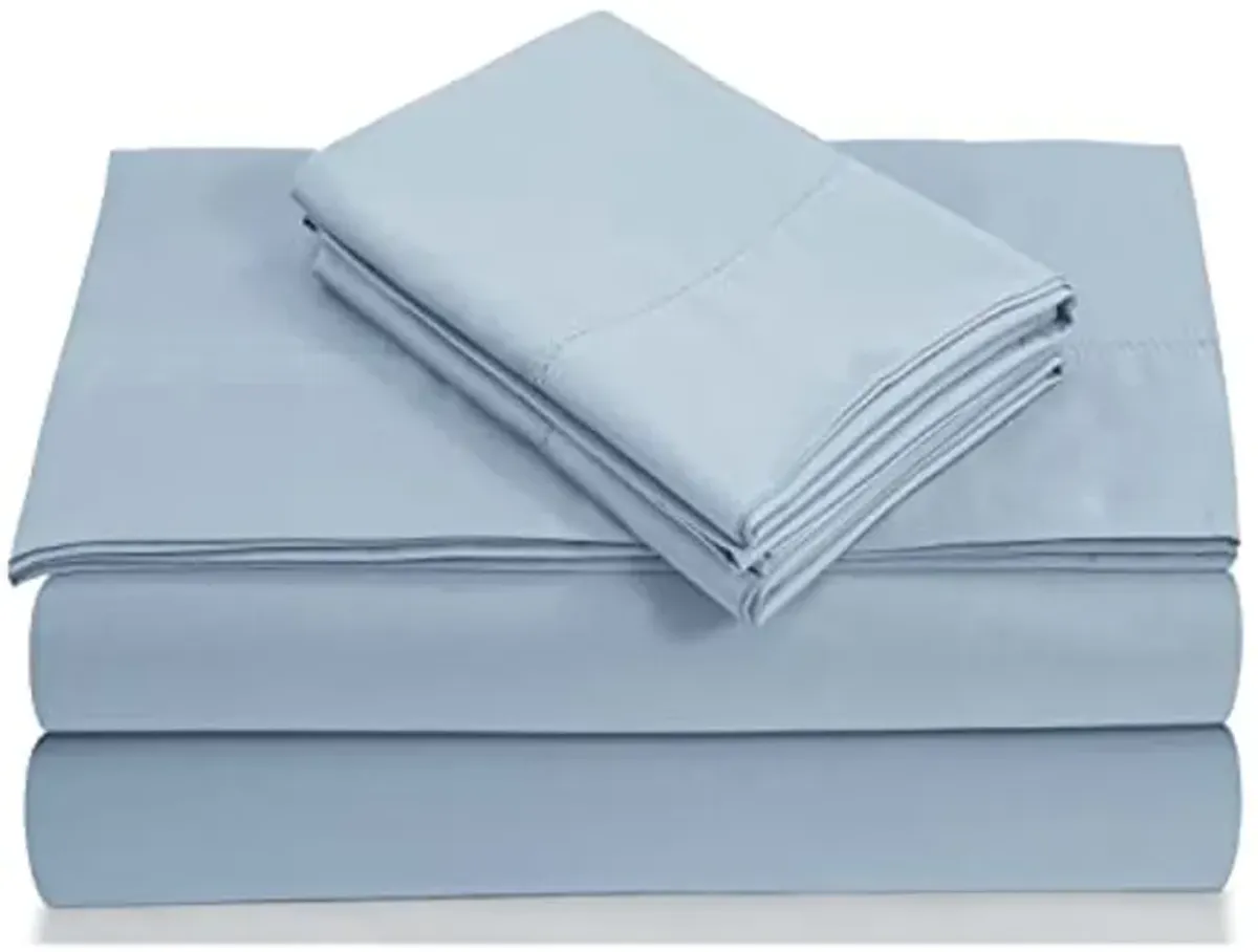 Tribeca Living 800TCED4PSS Extra Deep Pocket Bed Sheet Set, Queen, Blue, 4 Count