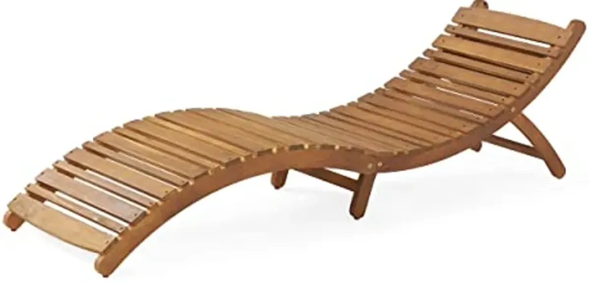 Christopher Knight Home Lahaina Wood Outdoor Chaise Lounge, Natural Yellow