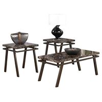 Signature Design by Ashley Paintsville Faux Marble 3-Piece Table Set, Includes Coffee Table and 2 End Tables, Brown